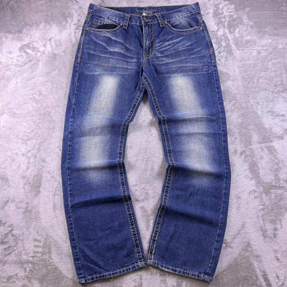 VTG Axe & Crown Mens Straight Leg Jeans fits 36x32 Blue Distressed Denim Y2K